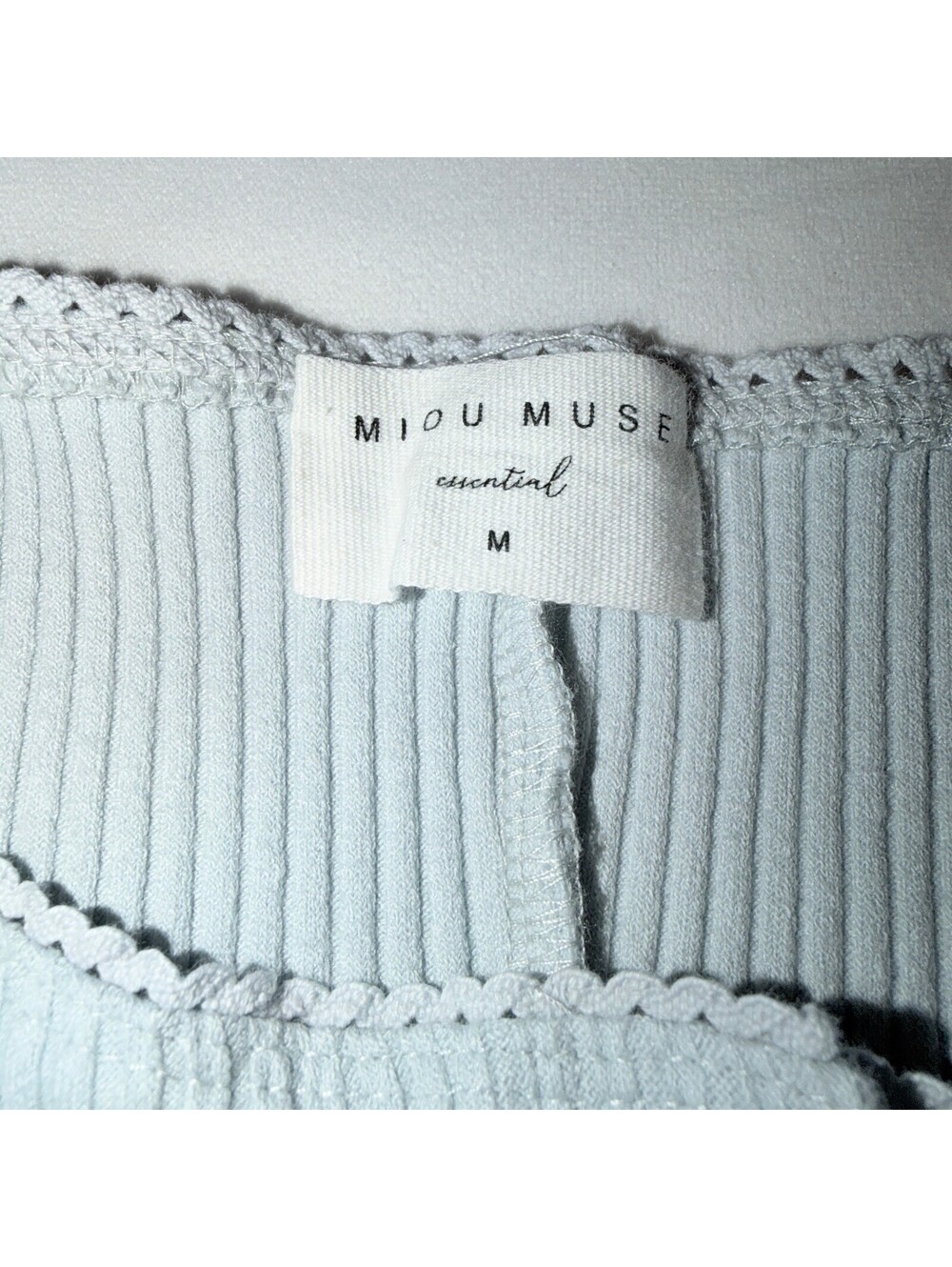 Miou Muse Light Blue Button Front Ribbed Top - M - Picture 3 of 6